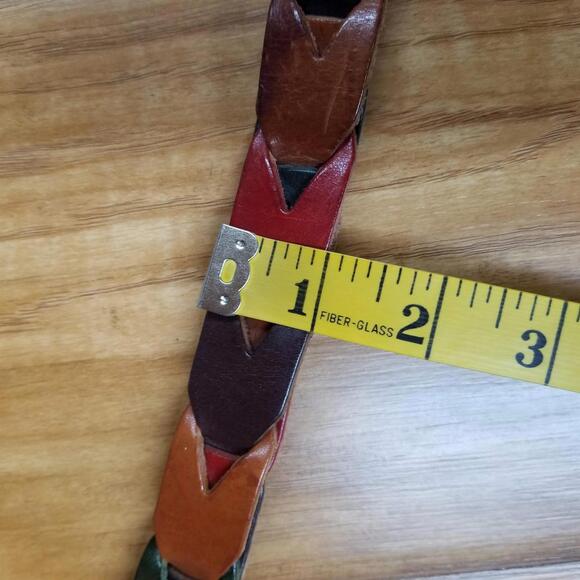 Vintage Fossil Woven Leather Chain Belt Large Multicolor Braided - Picture 7 of 10